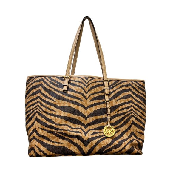 Michael Kors Zebra Print Tote Bag With Logo Charm - Picture 5 of 11
